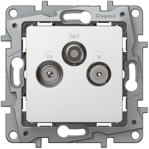 Розетка TV+R+SAT Звезда без рамки Legrand Etika 3-м. белый картинка